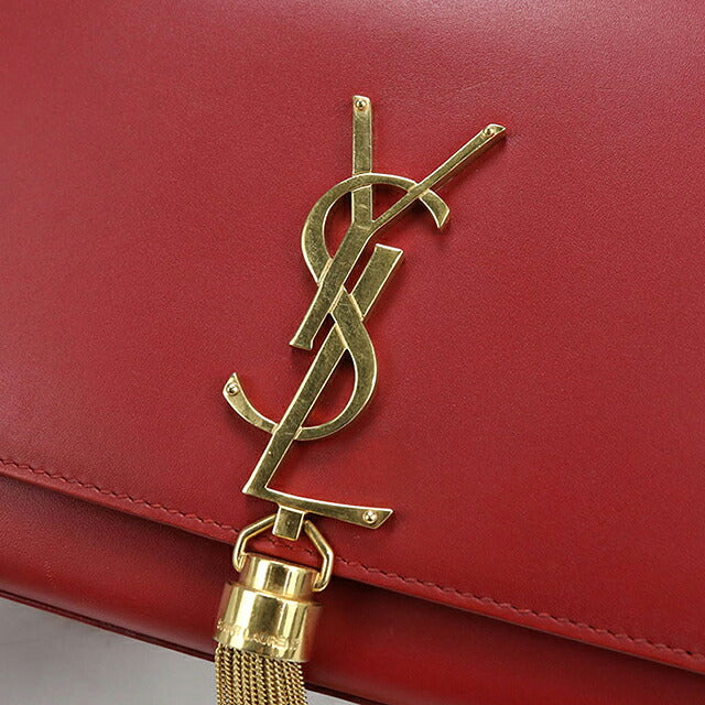 中古 サンローラン ショルダーバッグ レディース ブランド SAINT LAURENT ケイト タッセル ミディアム 354119 レッド USDSL112346011