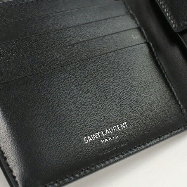 中古 サンローラン 二つ折り財布 二折財布 メンズ ブランド SAINT LAURENT タイニーカサンドラEW コインパース付きウォレット 610193 USDSL112707011