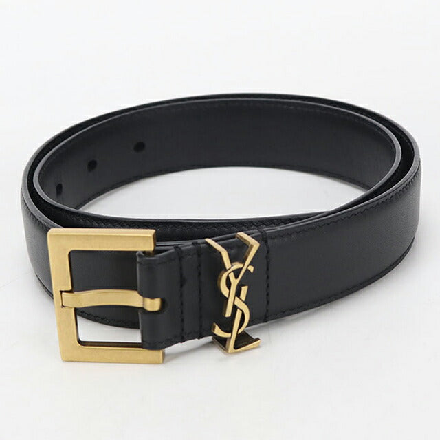 中古 サンローラン ベルト レディース ブランド SAINT LAURENT スクエアバックル レザー 558080 ブラック USDSL112935011