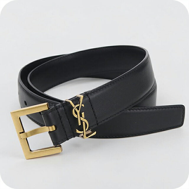 中古 サンローラン ベルト レディース ブランド SAINT LAURENT スクエアバックル レザー 558080 ブラック USDSL112935011