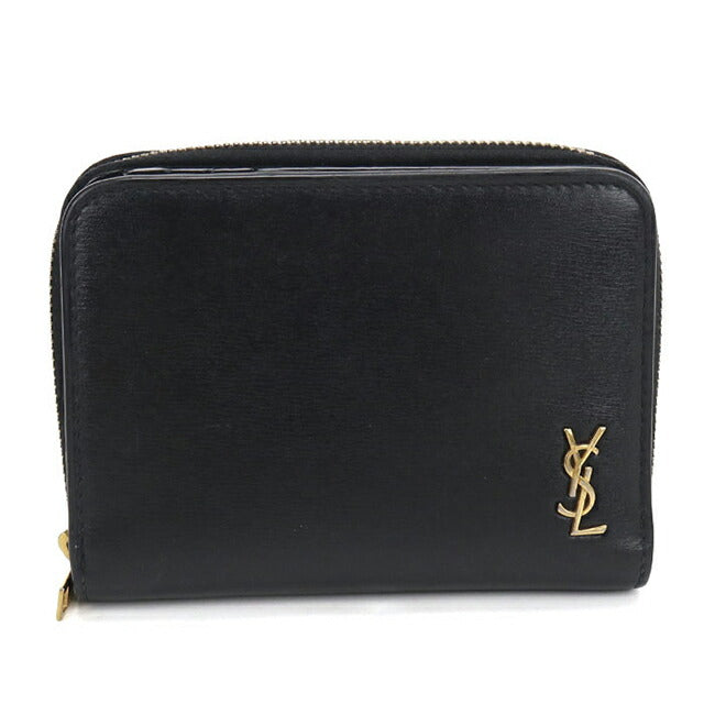 中古 サンローラン 二つ折り財布 二折財布 レディース ブランド SAINT LAURENT 635263 ブラック USDSL113974011