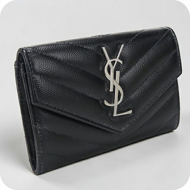 中古 サンローラン 二つ折り財布 二折財布 レディース ブランド SAINT LAURENT モノグラム スモール エンベロープウォレット 414404 USDSL114128011