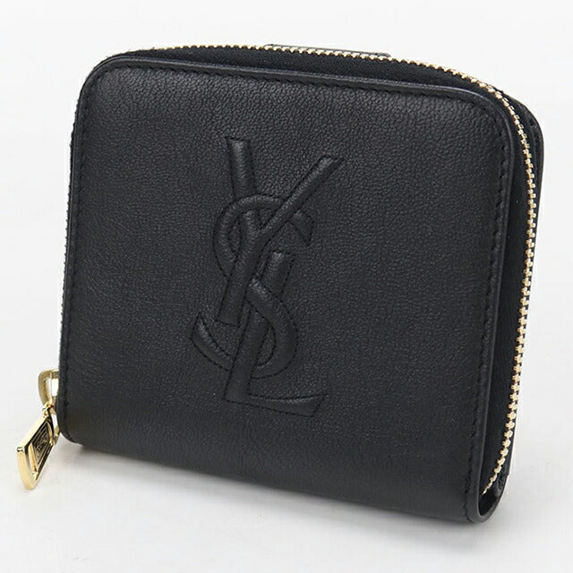 中古 サンローラン 二つ折り財布 二折財布 レディース ブランド SAINT LAURENT レザー 352906 ブラック USDSL114543011