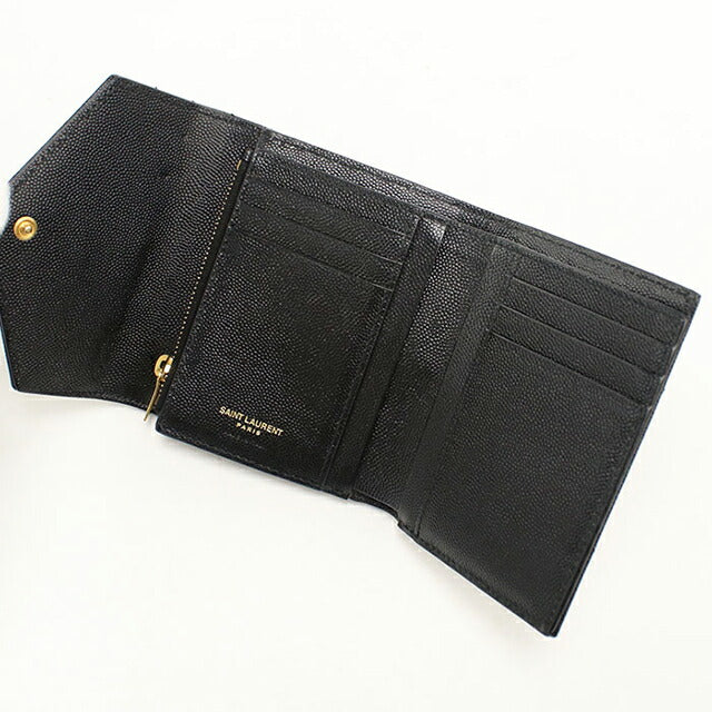 中古 サンローラン 二つ折り財布 二折財布 レディース ブランド SAINT LAURENT モノグラム スリーフォールドウォレット 403943 ブラック USDSL114695011