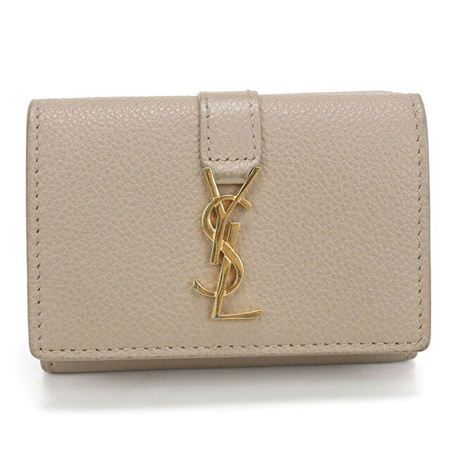 中古 サンローラン 三つ折り財布 三折財布 レディース ブランド SAINT LAURENT YSLライン 620287 ベージュ USDSL115114011