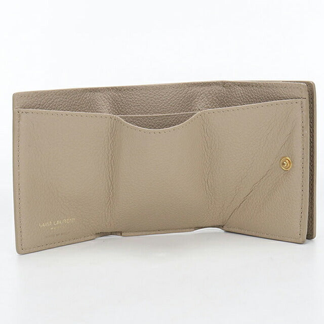 中古 サンローラン 三つ折り財布 三折財布 レディース ブランド SAINT LAURENT YSLライン 620287 ベージュ USDSL115114011