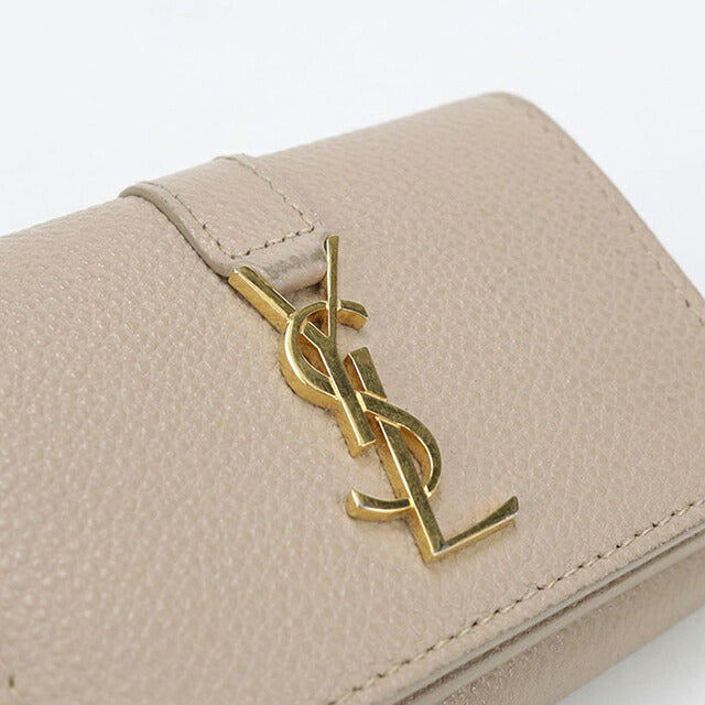 中古 サンローラン 三つ折り財布 三折財布 レディース ブランド SAINT LAURENT YSLライン 620287 ベージュ USDSL115114011