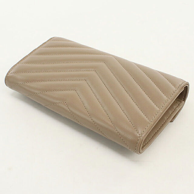 中古 サンローラン 長財布二折 レディース ブランド SAINT LAURENT カサンドラ ラージ フラップウォレット 372264 ベージュ USDSL116909011