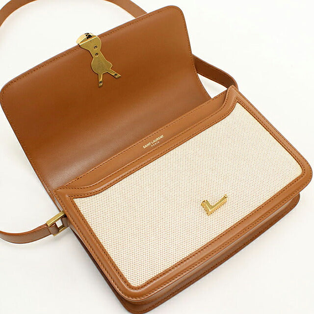 中古 サンローラン ショルダーバッグ レディース ブランド SAINT LAURENT ソルフェリーノ ミディアム レザー 634305 ベージュ USDSL117708011