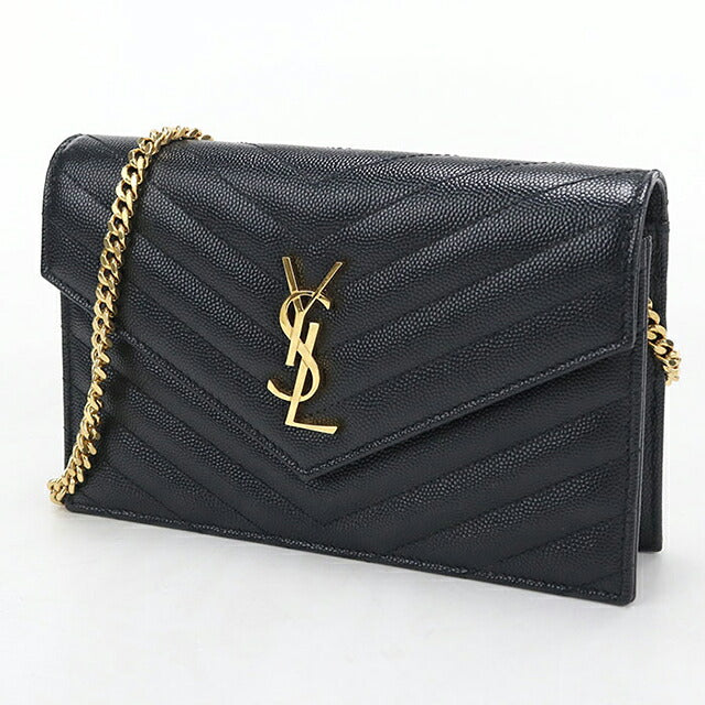 二手 Saint Laurent 链条钱包女装品牌 SAINT LAURENT Cassandra 信封 742920 黑色 USDSL119253011