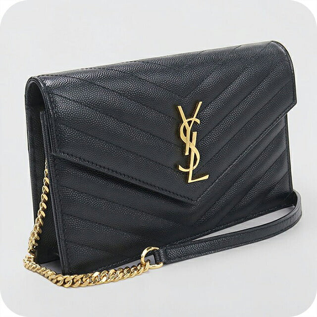 二手 Saint Laurent 链条钱包女装品牌 SAINT LAURENT Cassandra 信封 742920 黑色 USDSL119253011