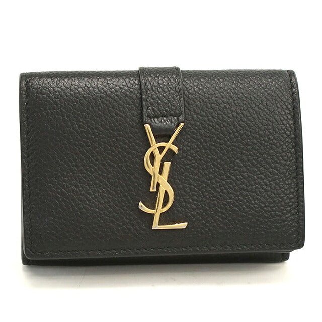 中古 サンローラン 三つ折り財布 三折財布 コンパクト レディース ブランド SAINT LAURENT YSLライン オリガミ タイニーウォレット 669959 USDSL119552011