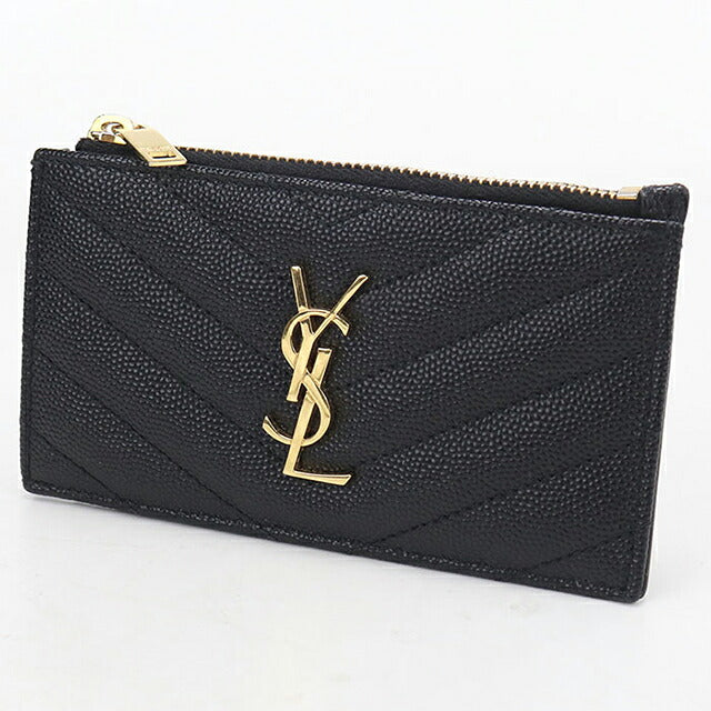 中古 サンローラン コインケース コンパクト レディース ブランド SAINT LAURENT カサンドラ フラグメントケース カードケース 607915 ブラック USDSL119607011