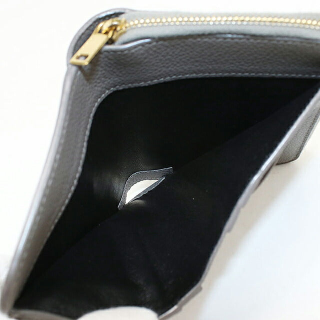 中古 サンローラン 二つ折り財布 二折財布 コンパクト レディース ブランド SAINT LAURENT YSLライン ラージジップウォレット 670285 グレー USDSL119608011