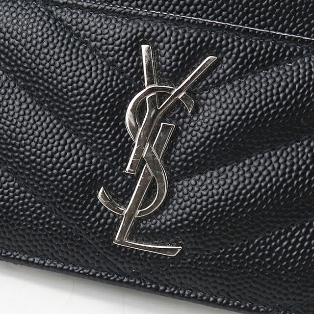 中古 サンローラン カードケース コンパクト レディース ブランド SAINT LAURENT カサンドラ 423291 ブラック USDSL119610011