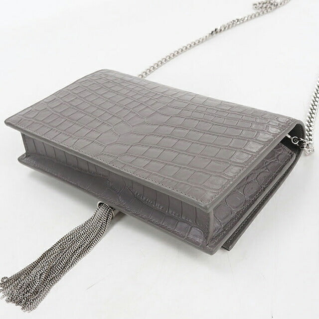 中古 サンローラン チェーンウォレット レディース ブランド SAINT LAURENT ケイト タッセル 452159 グレー USDSL119752011