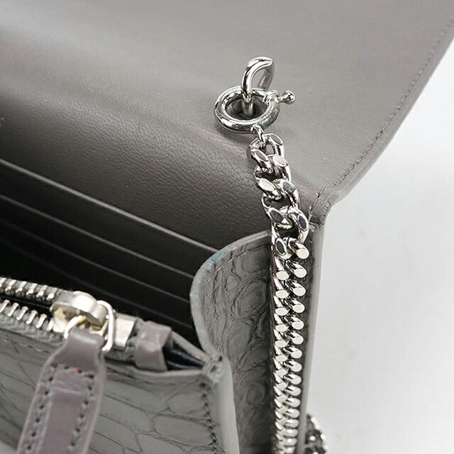 中古 サンローラン チェーンウォレット レディース ブランド SAINT LAURENT ケイト タッセル 452159 グレー USDSL119752011