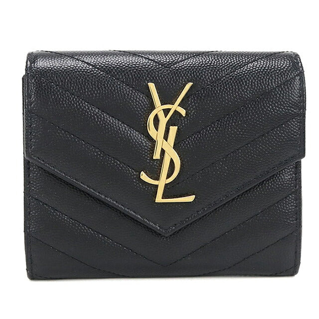中古 サンローラン 三つ折り財布 三折財布 コンパクト レディース ブランド SAINT LAURENT モノグラム コンパクト スリーフォールド ウォレット 403943 USDSL119823011