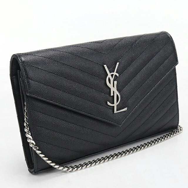 中古 サンローラン チェーンウォレット レディース ブランド SAINT LAURENT カサンドラ クラシック 377828 ブラック USDSL119866011