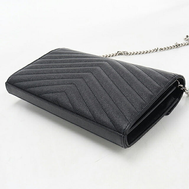 中古 サンローラン チェーンウォレット レディース ブランド SAINT LAURENT カサンドラ クラシック 377828 ブラック USDSL119866011
