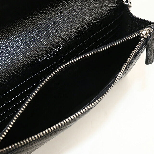 中古 サンローラン チェーンウォレット レディース ブランド SAINT LAURENT カサンドラ エンベロープ レザー 749290 ブラック USDSL119867011