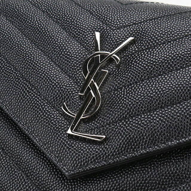 中古 サンローラン チェーンウォレット レディース ブランド SAINT LAURENT カサンドラ エンベロープ レザー 749290 ブラック USDSL119867011