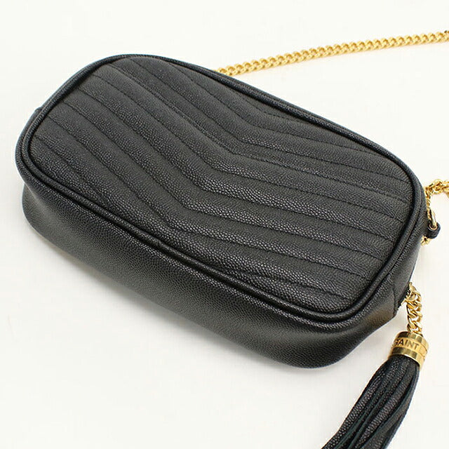 中古 サンローラン ショルダーバッグ レディース ブランド SAINT LAURENT ルー チェーン レザー 612579 ブラック USDSL120480011