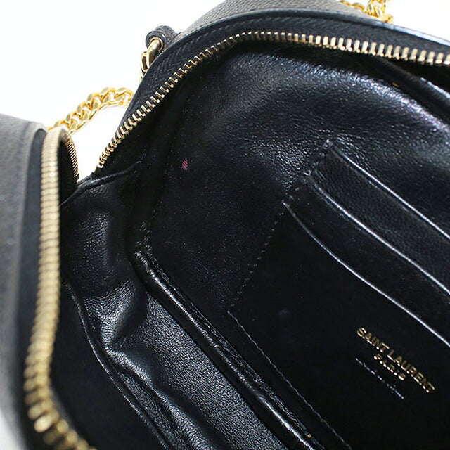 中古 サンローラン ショルダーバッグ レディース ブランド SAINT LAURENT ルー チェーン レザー 612579 ブラック USDSL120480011
