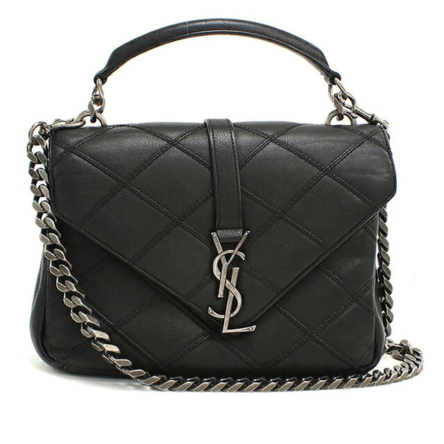 中古 サンローラン ショルダーバッグ レディース ブランド SAINT LAURENT YSL モノグラム 2WAY カレッジ ミディアム 428056 ブラック USDSL121482011