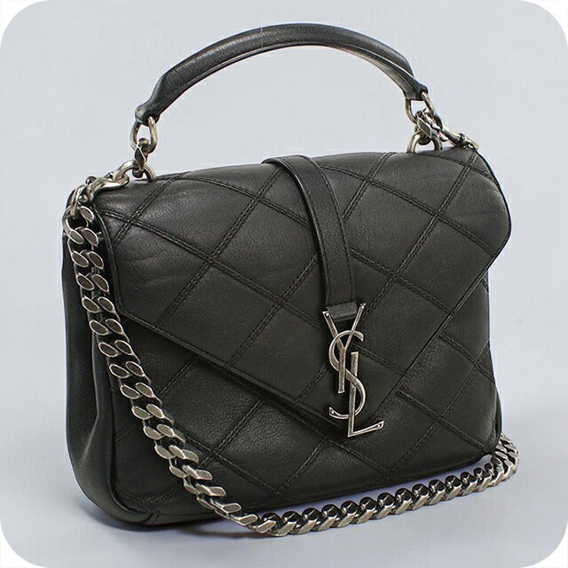 中古 サンローラン ショルダーバッグ レディース ブランド SAINT LAURENT YSL モノグラム 2WAY カレッジ ミディアム 428056 ブラック USDSL121482011