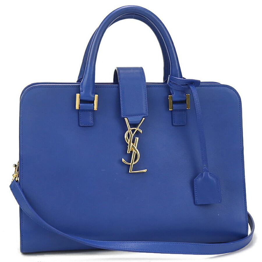 中古 サンローラン ハンドバッグ レディース ブランド SAINT LAURENT モノグラム カバス 2WAYハンドバッグ レザー 357395 ブルー バッグ USDSL93535011