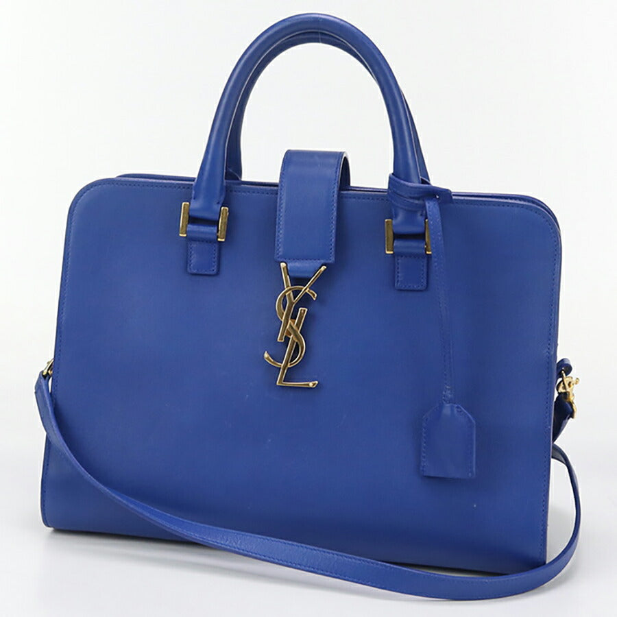 中古 サンローラン ハンドバッグ レディース ブランド SAINT LAURENT モノグラム カバス 2WAYハンドバッグ レザー 357395 ブルー バッグ USDSL93535011