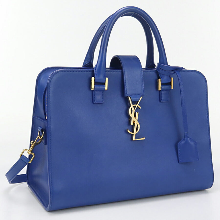中古 サンローラン ハンドバッグ レディース ブランド SAINT LAURENT モノグラム カバス 2WAYハンドバッグ レザー 357395 ブルー バッグ USDSL93535011