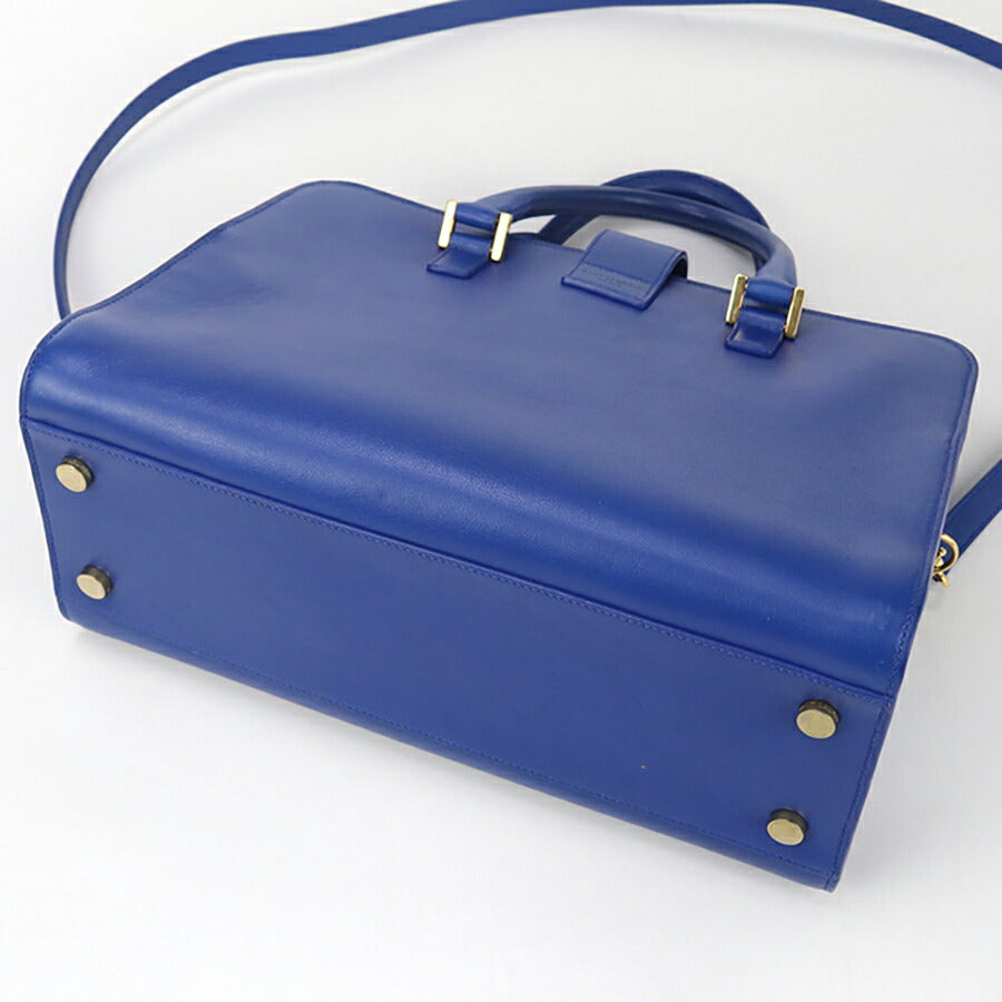 中古 サンローラン ハンドバッグ レディース ブランド SAINT LAURENT モノグラム カバス 2WAYハンドバッグ レザー 357395 ブルー バッグ USDSL93535011