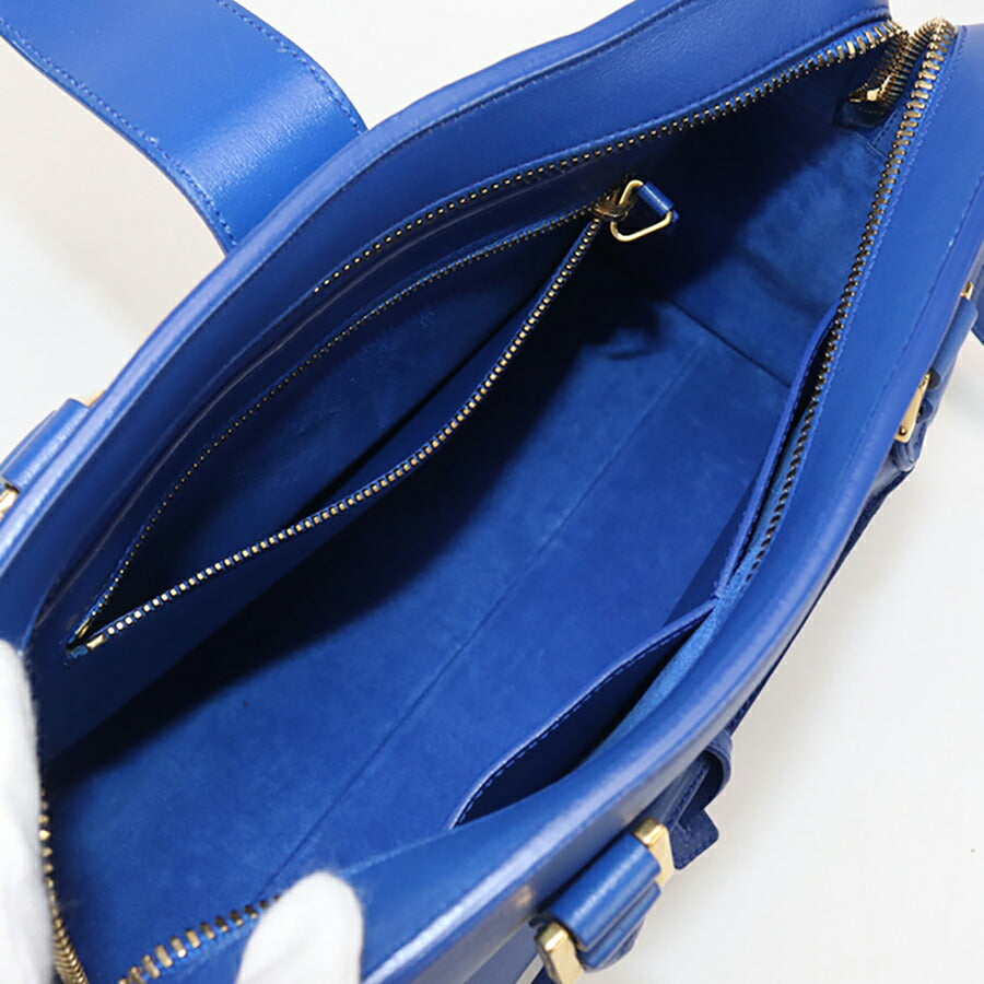 中古 サンローラン ハンドバッグ レディース ブランド SAINT LAURENT モノグラム カバス 2WAYハンドバッグ レザー 357395 ブルー バッグ USDSL93535011