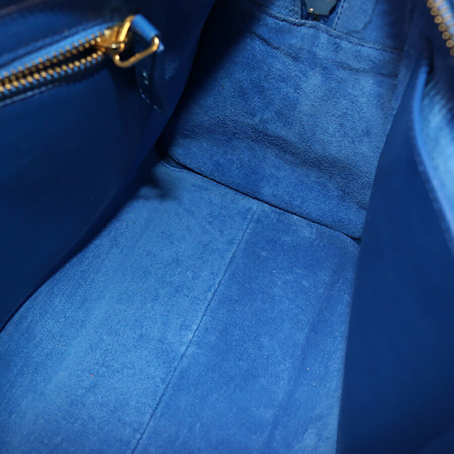 中古 サンローラン ハンドバッグ レディース ブランド SAINT LAURENT モノグラム カバス 2WAYハンドバッグ レザー 357395 ブルー バッグ USDSL93535011