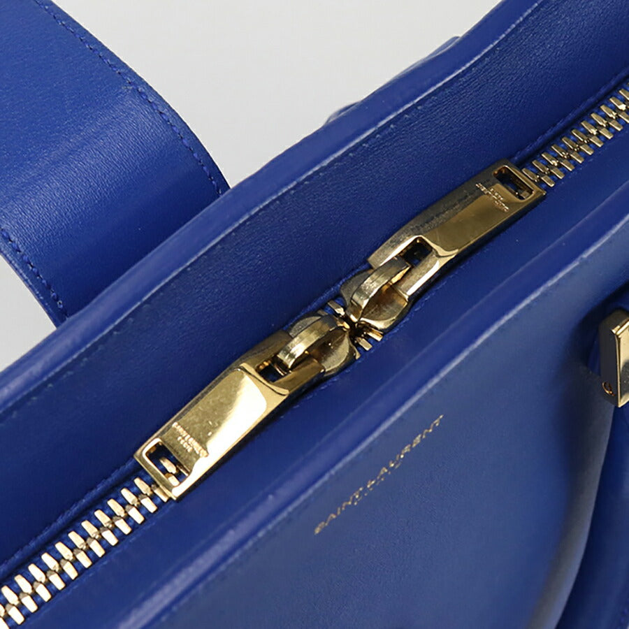 中古 サンローラン ハンドバッグ レディース ブランド SAINT LAURENT モノグラム カバス 2WAYハンドバッグ レザー 357395 ブルー バッグ USDSL93535011