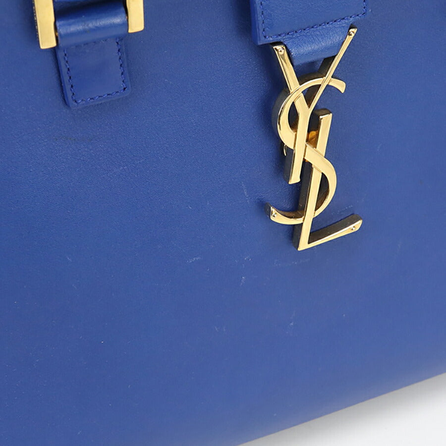 中古 サンローラン ハンドバッグ レディース ブランド SAINT LAURENT モノグラム カバス 2WAYハンドバッグ レザー 357395 ブルー バッグ USDSL93535011