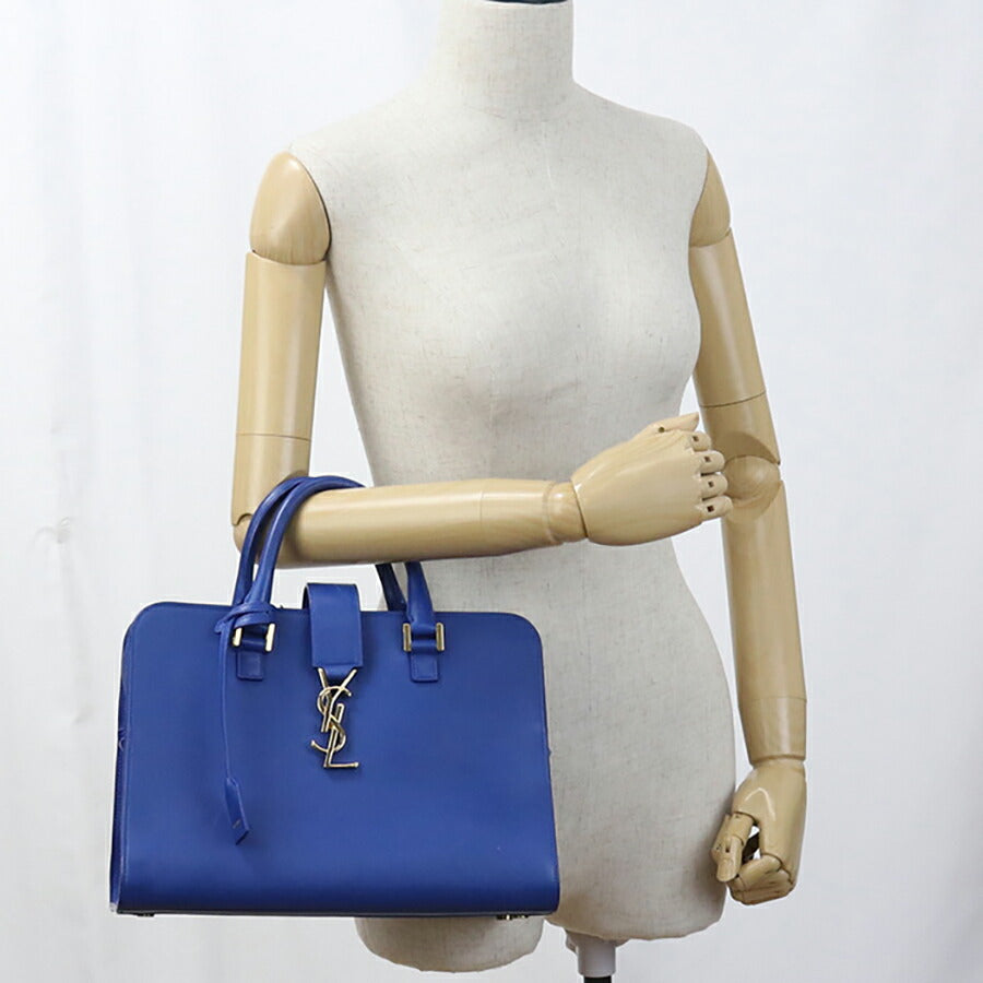 中古 サンローラン ハンドバッグ レディース ブランド SAINT LAURENT モノグラム カバス 2WAYハンドバッグ レザー 357395 ブルー バッグ USDSL93535011