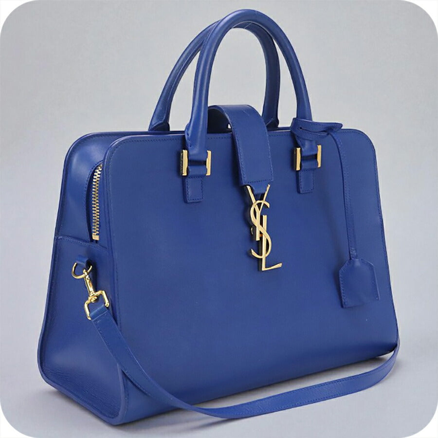 中古 サンローラン ハンドバッグ レディース ブランド SAINT LAURENT モノグラム カバス 2WAYハンドバッグ レザー 357395 ブルー バッグ USDSL93535011