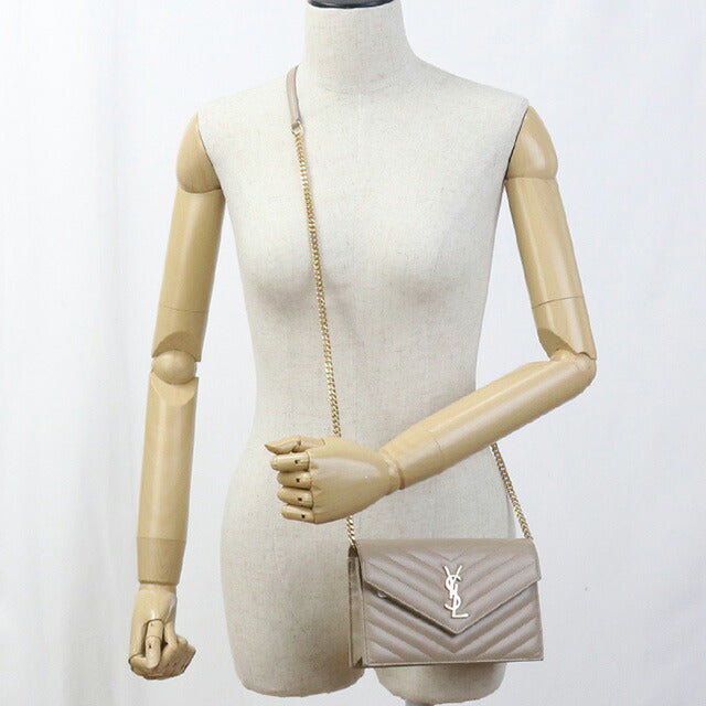 中古 サンローラン チェーンウォレット レディース ブランド SAINT LAURENT カサンドラ エンベロープ チェーンウォレット レザー 742920 USDSL96713011