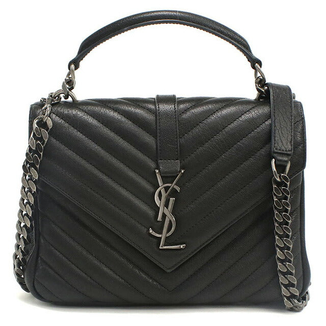 中古 サンローラン ハンドバッグ レディース ブランド SAINT LAURENT モノグラムカレッジ 2WAYハンドバッグ レザー 487213 ブラック バッグ USDSL96854011