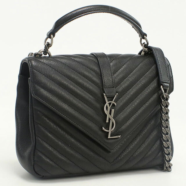 中古 サンローラン ハンドバッグ レディース ブランド SAINT LAURENT モノグラムカレッジ 2WAYハンドバッグ レザー 487213 ブラック バッグ USDSL96854011