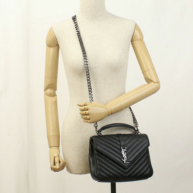 中古 サンローラン ハンドバッグ レディース ブランド SAINT LAURENT モノグラムカレッジ 2WAYハンドバッグ レザー 487213 ブラック バッグ USDSL96854011