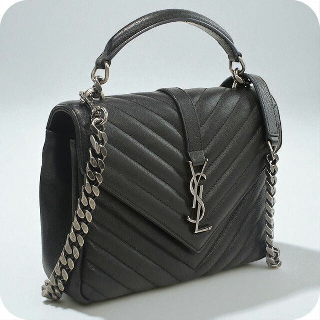 中古 サンローラン ハンドバッグ レディース ブランド SAINT LAURENT モノグラムカレッジ 2WAYハンドバッグ レザー 487213 ブラック バッグ USDSL96854011