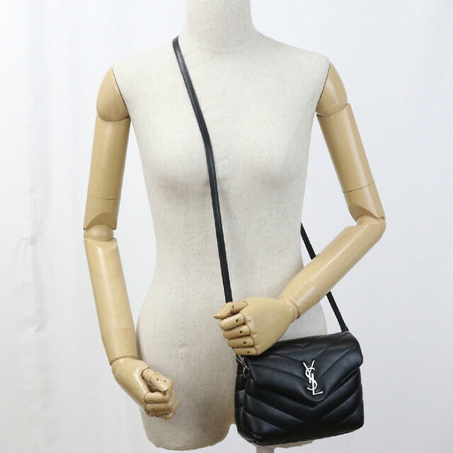 使用的Saint Laurent Crossbody肩带,用于女性品牌Saint Laurent Lulu皮革630951黑色包USDSL96855011