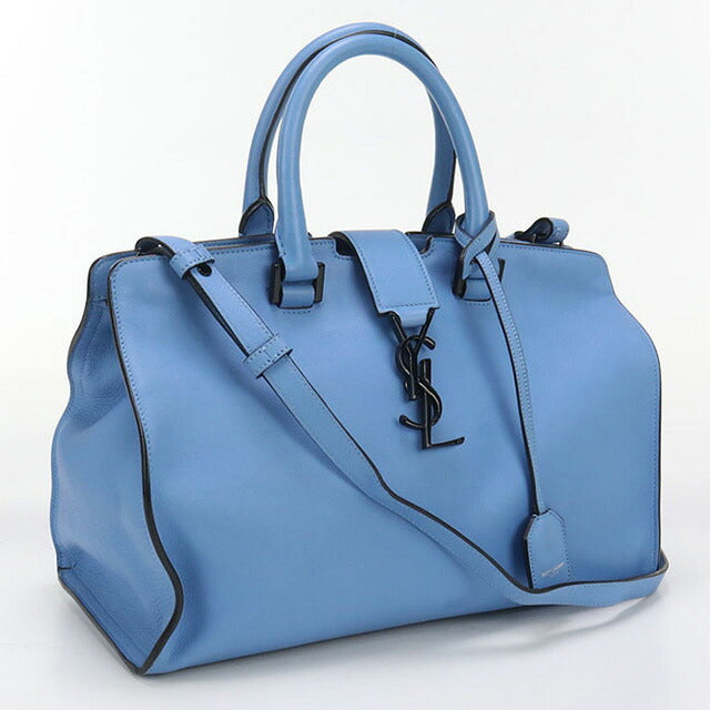 中古 サンローラン ハンドバッグ ブランド SAINT LAURENT ベイビーカバス 2WAY レザー 424868 ブルー バッグ USDSL97602011
