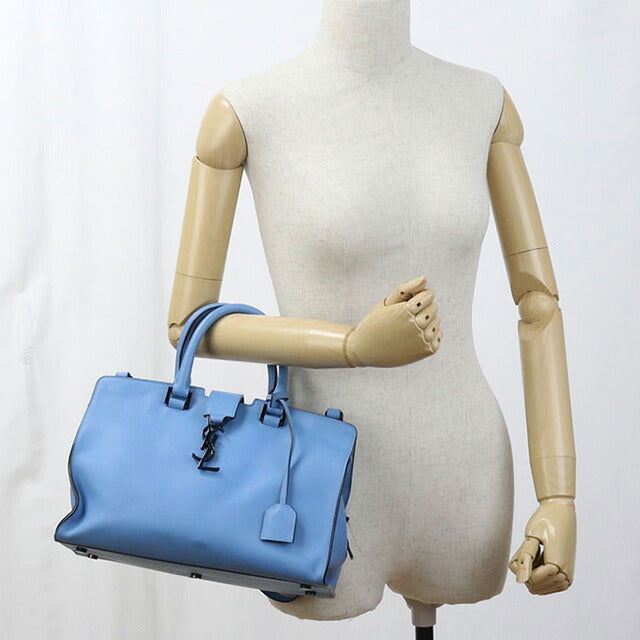 中古 サンローラン ハンドバッグ ブランド SAINT LAURENT ベイビーカバス 2WAY レザー 424868 ブルー バッグ USDSL97602011