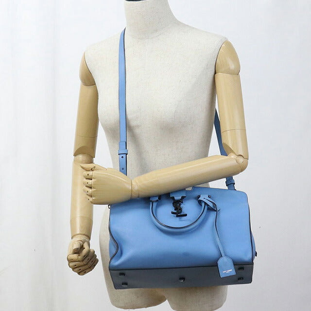 中古 サンローラン ハンドバッグ ブランド SAINT LAURENT ベイビーカバス 2WAY レザー 424868 ブルー バッグ USDSL97602011