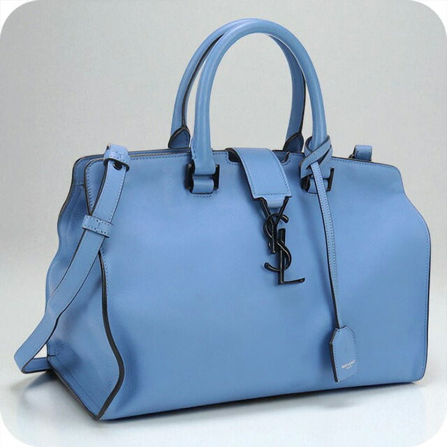 中古 サンローラン ハンドバッグ ブランド SAINT LAURENT ベイビーカバス 2WAY レザー 424868 ブルー バッグ USDSL97602011